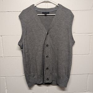 Banana Republic Gray Knit Button Cardigan Grandpacore Wool Sweater Vest Men's XL
